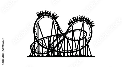 Intricate roller coaster silhouette a thrilling amusement park ride illustration