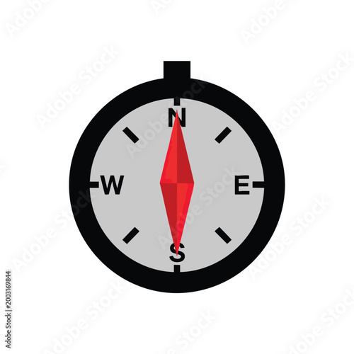Free Download Minimalist navigation compass icon with red needle. - GFXLoad