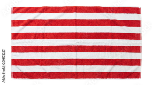 Red white striped beach towel isolated on transparent background png