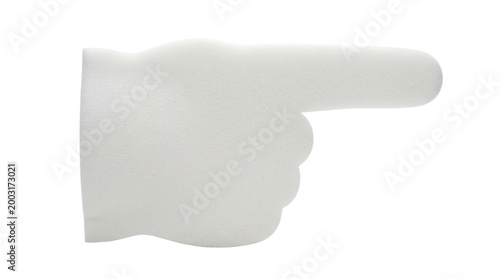 White foam hand pointing finger isolated on transparent background png