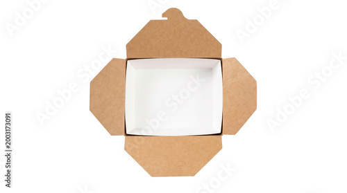 Empty brown paper takeaway box isolated on transparent background png
