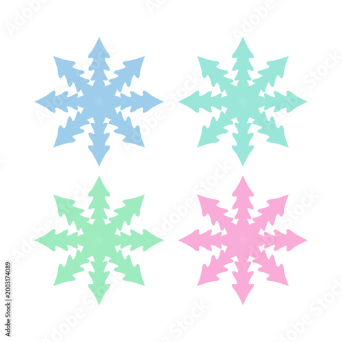 COLORFUL SNOWFLAKES DESIGN ELEMENTS VECTOR