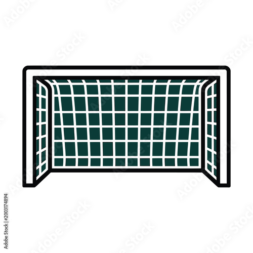 soccer goalpost with netting on white background