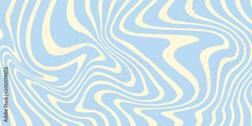 Canvas Print A minimal wavy abstract background with pastel blue and cream colors, inspired by 60s and 70s retro style