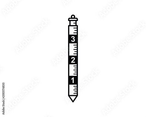 Vector outline illustration of a surveyor measuring rod with numerical marks.
