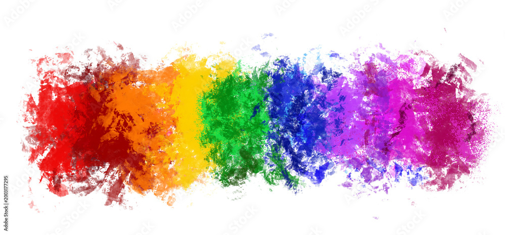Obraz premium Isolated Rainbow Gradient Paint Brush Stroke with Textured Artistic Effect