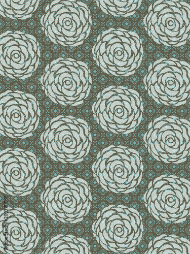 Vintage Rose Pattern on Teal – Ornamental Floral Background