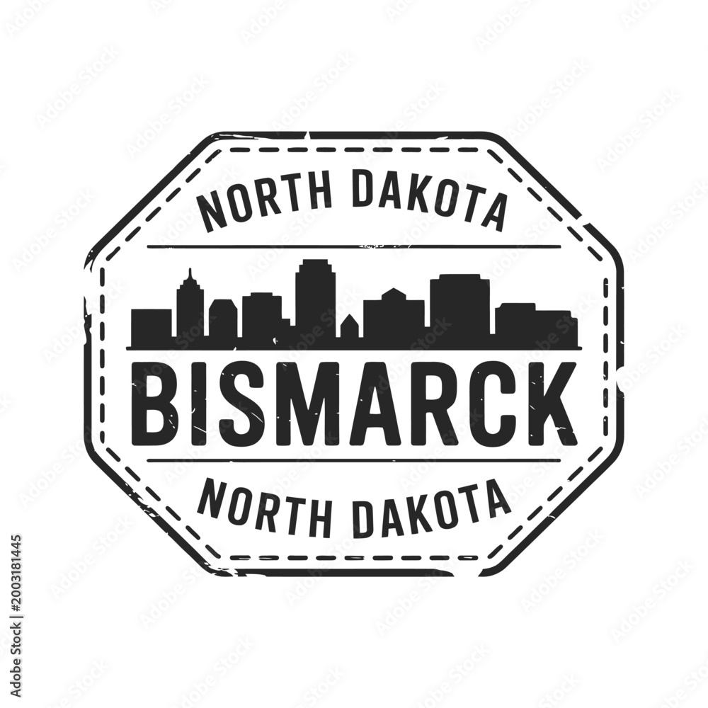 Obraz premium bismarck north dakota skyline stamp on white background