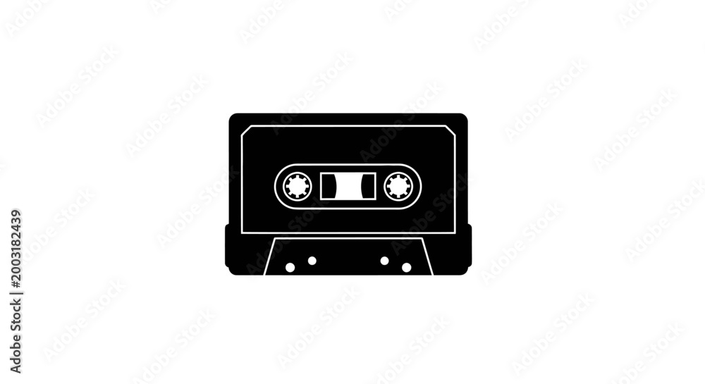 Fototapeta premium Black cassette tape media device.