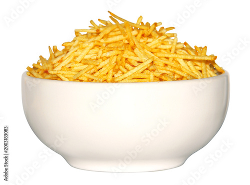 POT OF POTATO STRAW WHITE ISOLATED