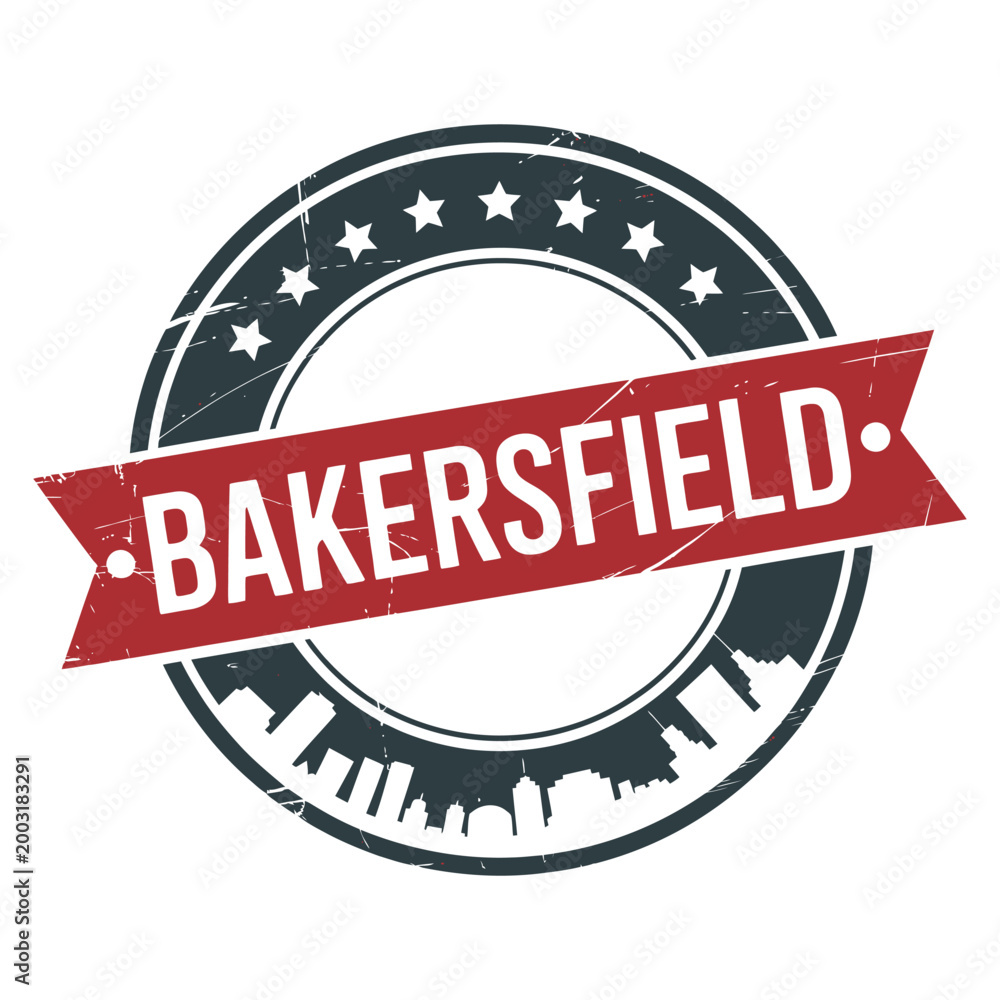 Fototapeta premium bakersfield city seal with stars and skyline