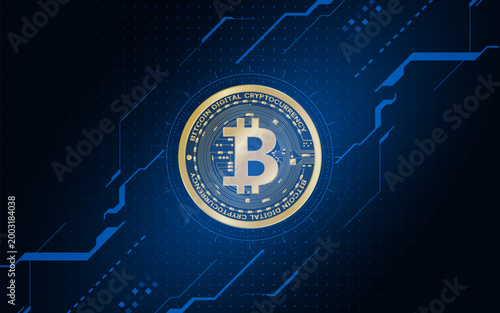 Golden bitcoin digital currency , futuristic digital money	
