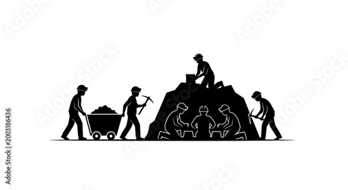 Workers mining for precious stones.