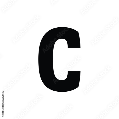 Single bold black uppercase letter c centered on a plain white background