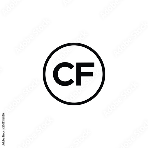 Circular with letters cf inside isolated on white background