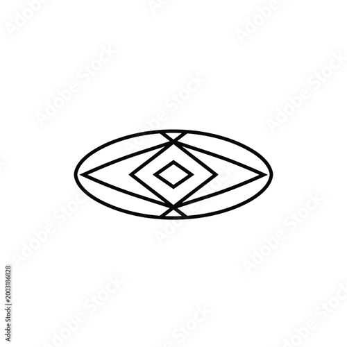 Abstract oval shape with geometric diamond pattern isolated on white