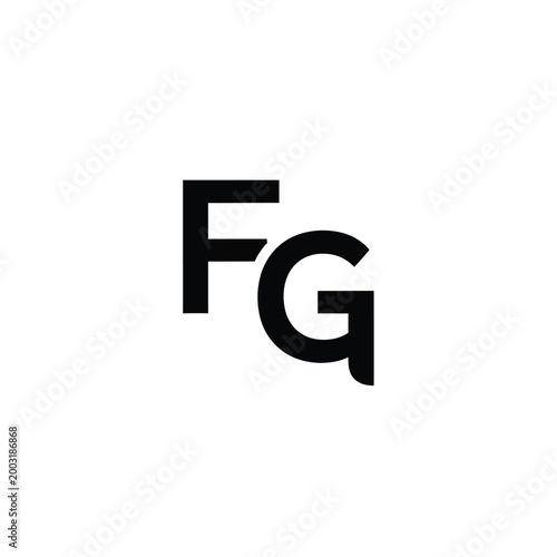 Bold sans serif lettering fg monogram isolated on white background