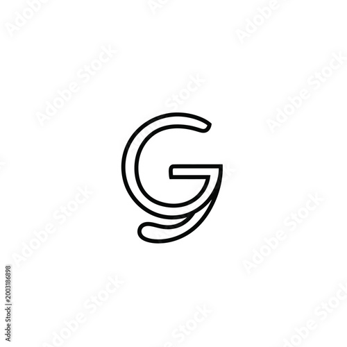 Minimalist outline letter g isolated on white background
