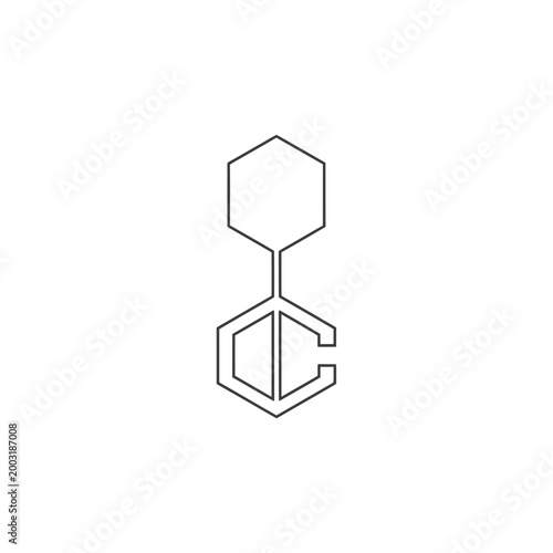 Linear hexagonal monogram featuring the letters c and d on a white background