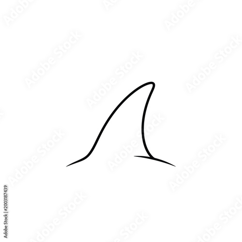 Minimalist line of a shark fin isolated on a clean white background
