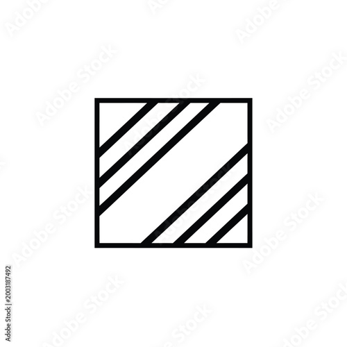 Square with diagonal stripes pattern on a white background