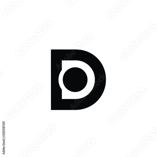Stylized letter d with a circular center on a white background