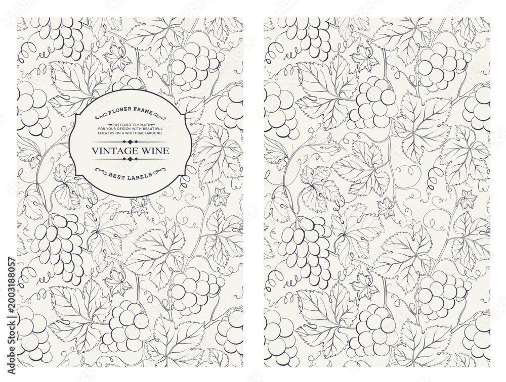 Fototapeta premium Cover design for you personal cover. Vine pattern. Vine theme for book
