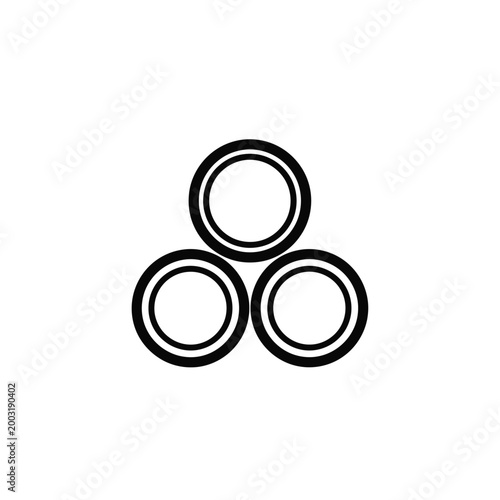 Three concentric circles arranged in a triangular pattern