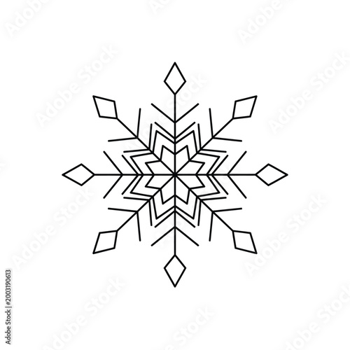 Intricate snowflake pattern with geometric diamond tips