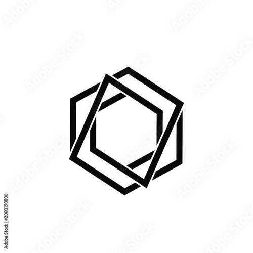Intersecting hexagonal frames forming a geometric abstract shape
