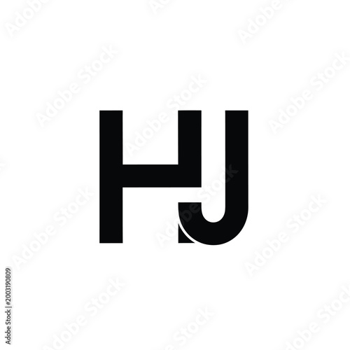 Black monogram featuring interlocked letters h and j on a white background