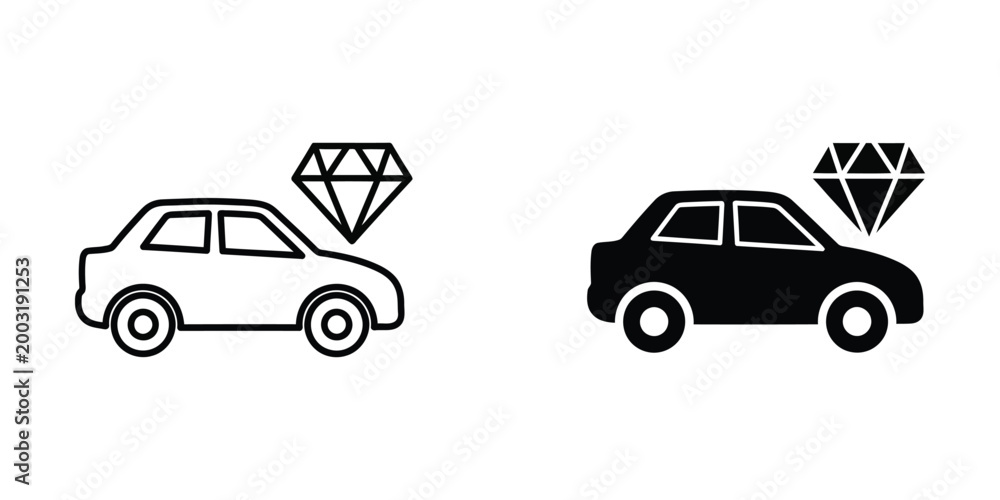 Naklejka premium Luxury and economy cars symbolized with diamonds on their roofs