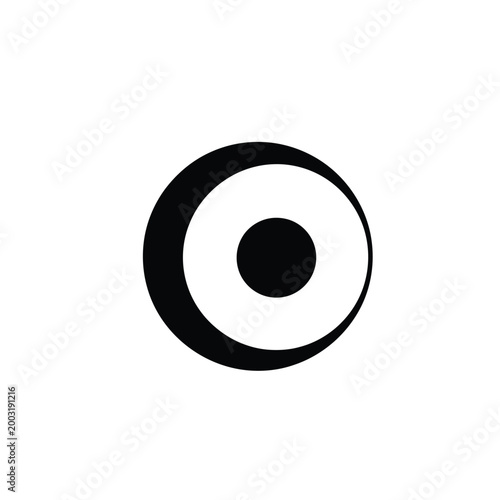 Concentric circular target symbol with solid black center and ring on white background