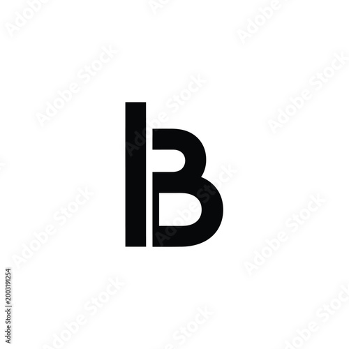 Minimalist black letter lb monogram with rounded edges on white background