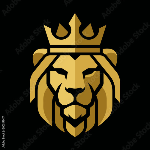 A striking logo design of a majestic lion with a crown depicting strength and authority, ideal for branding in luxury, fashion, or powerful enterprises.