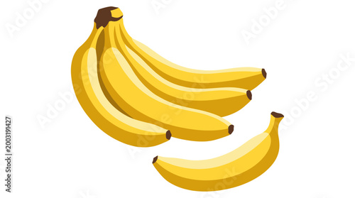 This vibrant illustration displays a bunch of ripe bananas, showcasing their bright yellow color, healthy qualities, and appeal for dietary and culinary uses.