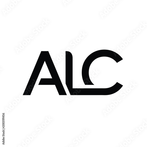 Stylized black lettering alc monogram isolated on a white background