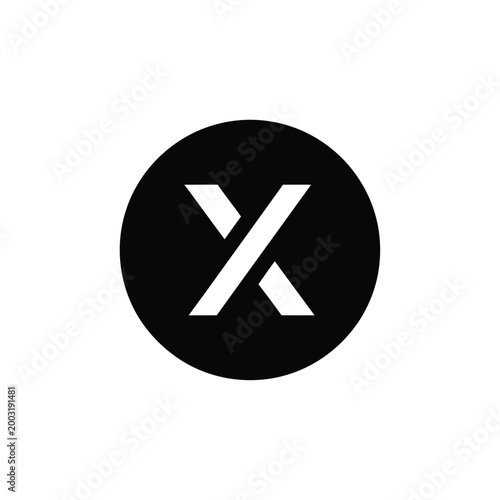 Bold letter x inside a solid black circle on a white background