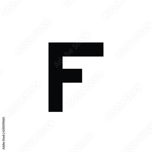 Bold black letter f typography isolated on a white background