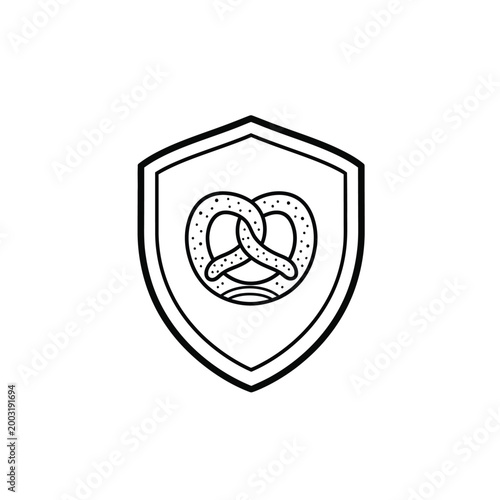 Shield emblem featuring a pretzel on a white background