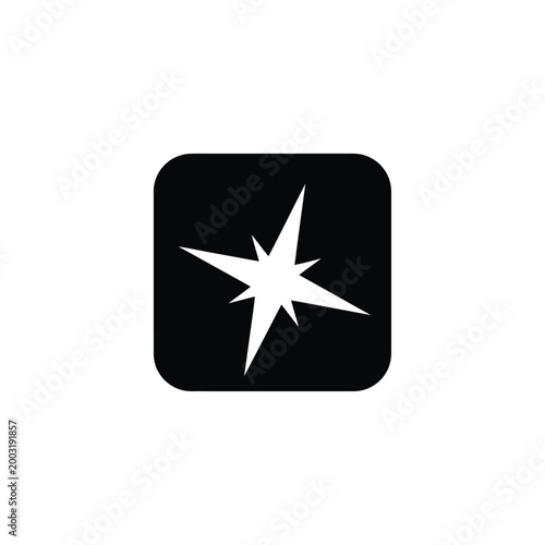 Four pointed star inside a rounded square on a white background