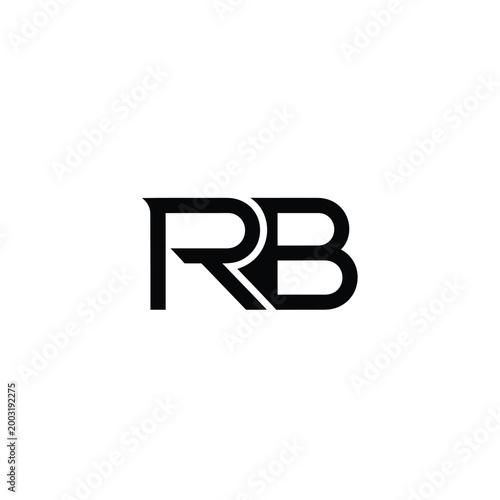 Black monogram featuring intertwined letters r and b on a white background