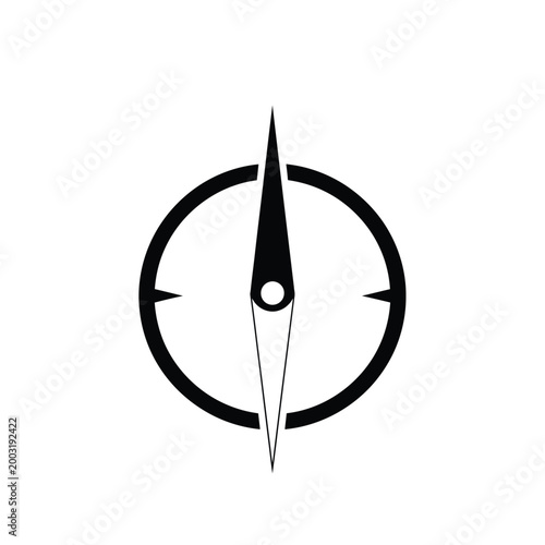 Compass needle inside a circular frame representing navigation and directional orientation