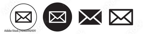 Round envelope button icons for website contact us and email marketing campaign design elements set.