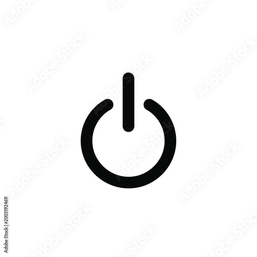Standard power button symbol isolated on a white background