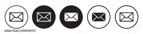 Email and envelope icon set for message notification digital mail and communication button design.