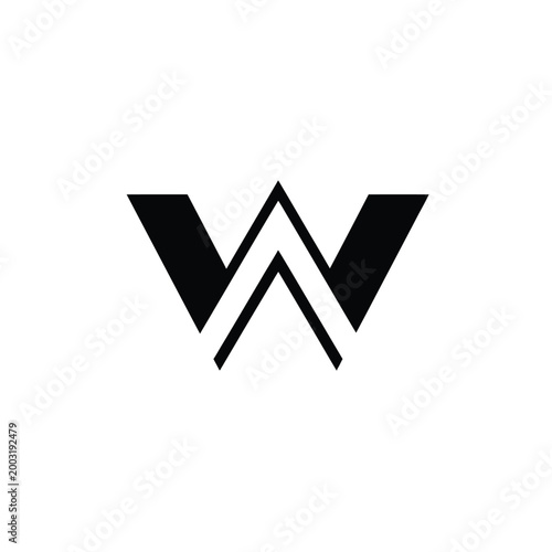 Geometric black letter w monogram isolated on a white background