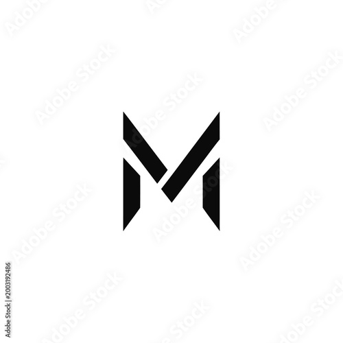 Minimalist letter m with sharp geometric lines and bold black strokes