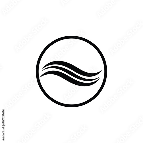 Abstract wave pattern inside a circle on a white background