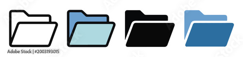 Variations of simple folder icons in different styles for digital document management user interface.